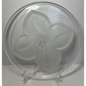 JG Durand 24% LEAD CRYSTAL 12" Serving Dish Frosted‎ Leaf Design Florence Satine